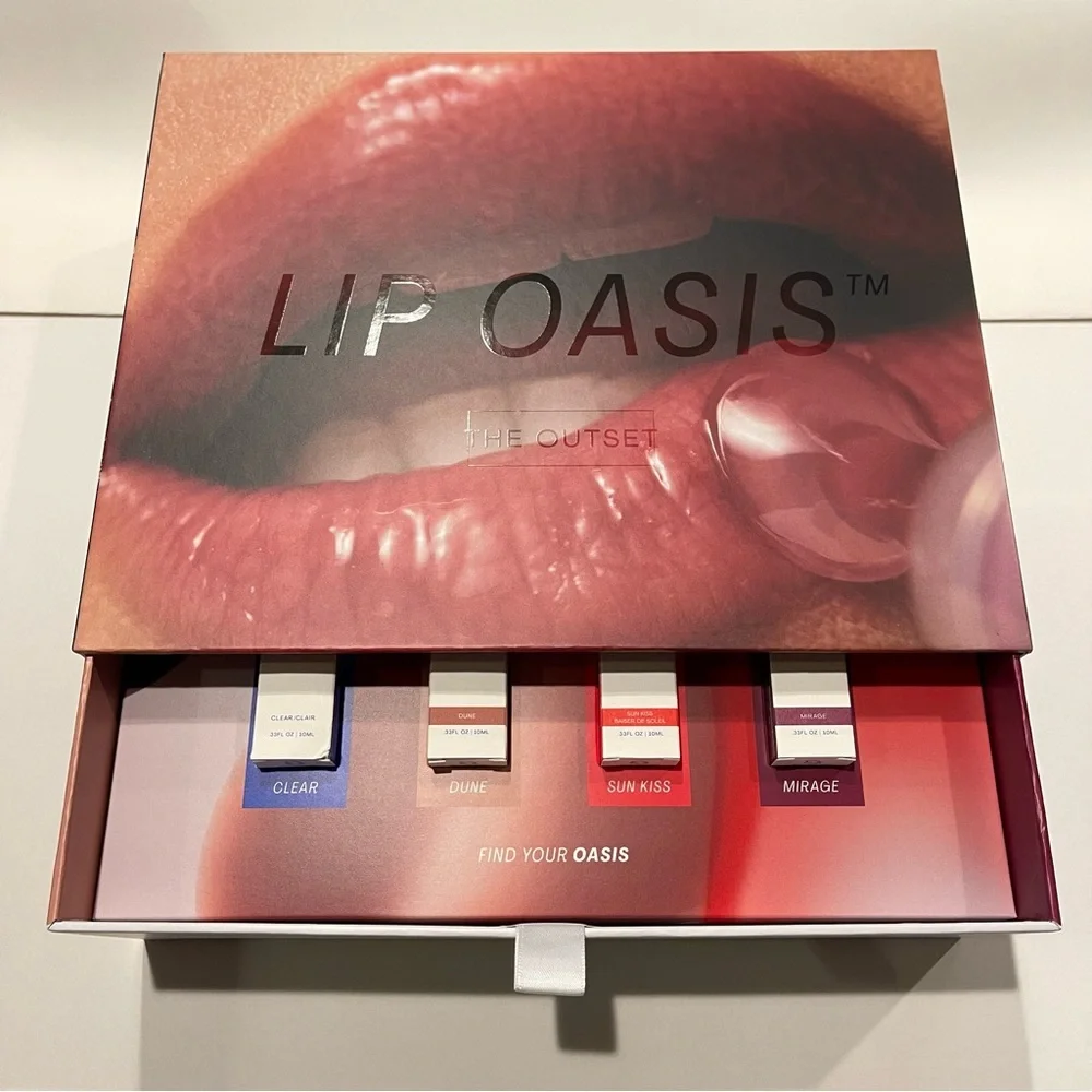 Lip Oasis Hydrating Lip Glossy Treatment Set — Clear, Dune, Sun Kiss, Mirage